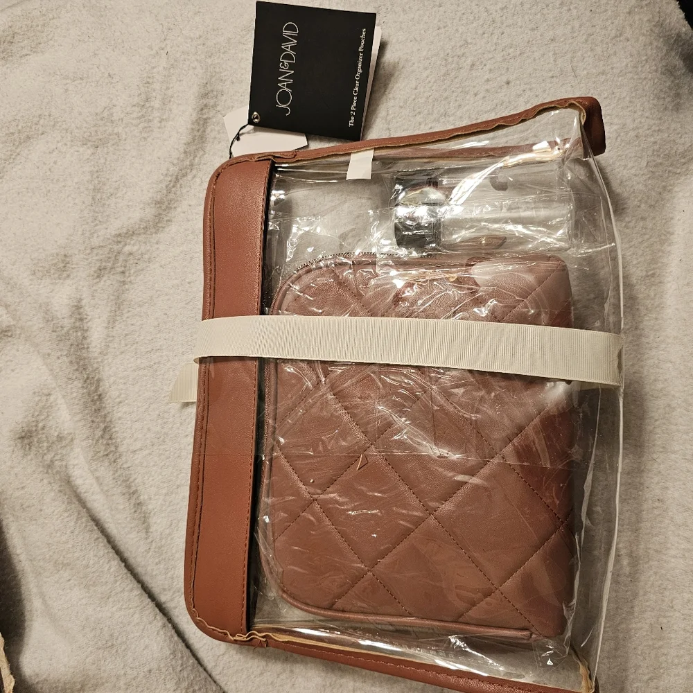 Joan & David Clear Comestic Bag Set with Travel Bottles